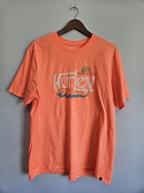 Hurley Coral Graphic Tee with Sunset & Waves